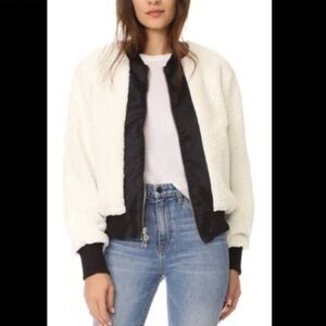 EUC Daniel Patrick Ivory Heroine Sherpa Fleece Bomber Jacket size XS